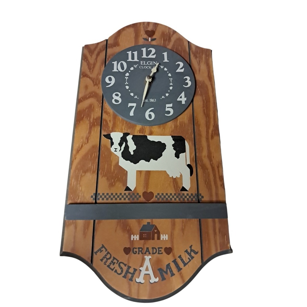 VTG Elgin Cow Clock Habersham Country Collection Farm 1987 Cottage Granny Core